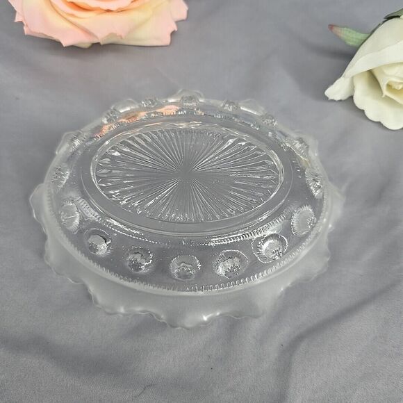 Vintage 1930's Davidson Dish Blackberry Prunt Clear Frosted Ruffled Oval England - Picture 12 of 12